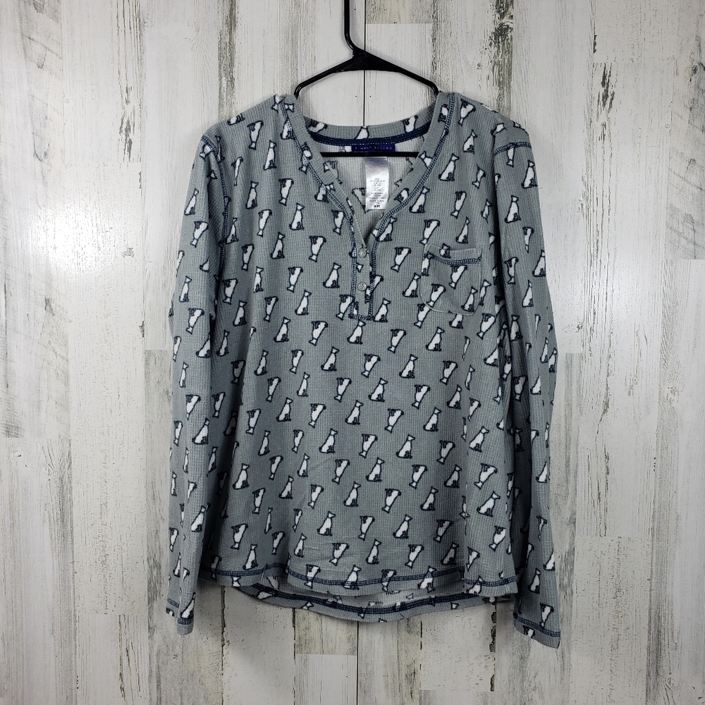 simply styled gray dog long sleeve pajama shirt women's size XL